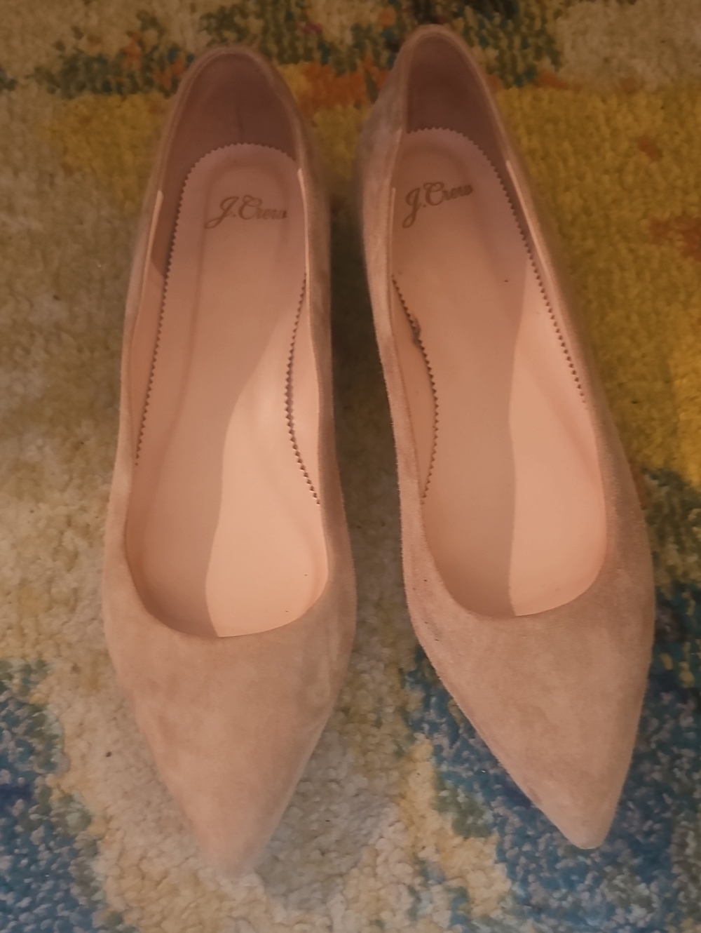 J. Crew Beige Suede Pointed-Toe Flats